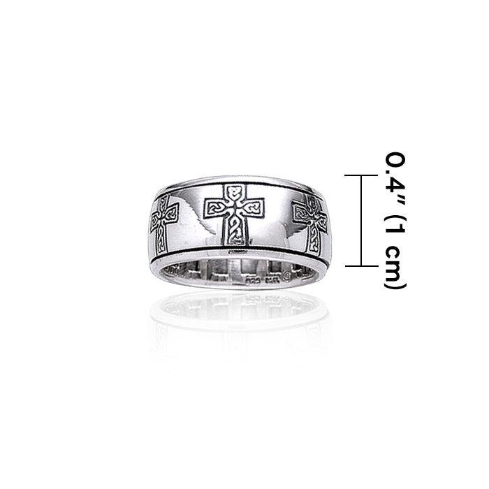 Celtic Knotwork Sterling Silver Cross Spinner Ring TR3779