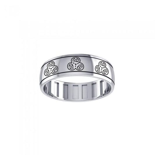The eternal infinite power ~ Sterling Silver Celtic Triquetra Spinner Ring TR3782