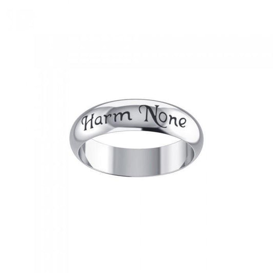 Harm None Inscribed Silver Ring TR3788
