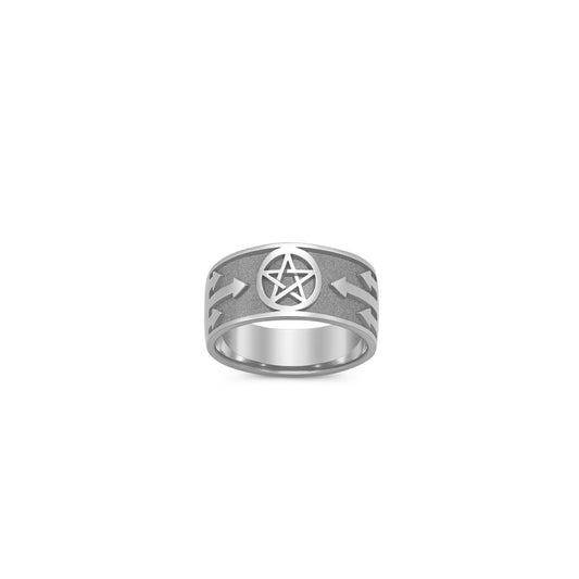 Pentacle with Arrows Sterling Silver Ring TR379