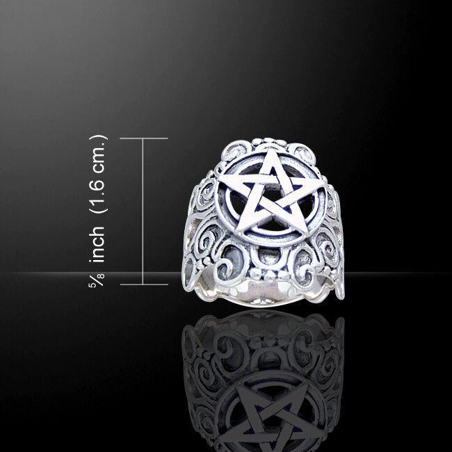 Fancy Scrollwork with Pentacle Sterling Silver Ring TR3809