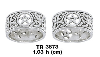 Pentagram Pentacle Sterling Silver Ring TR3873