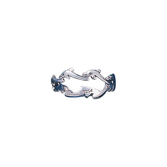 Silver Dolphin Link Ring TR531