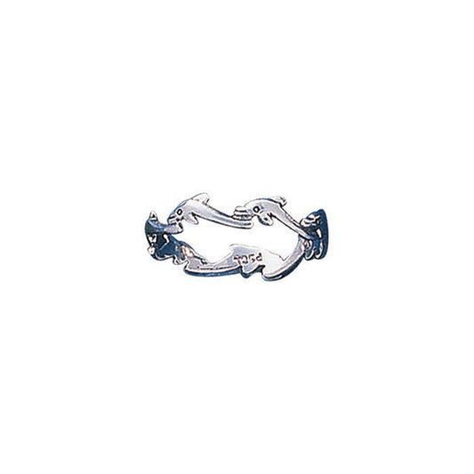 Silver Dolphin Link Ring TR531