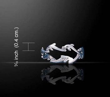 Silver Dolphin Link Ring TR531