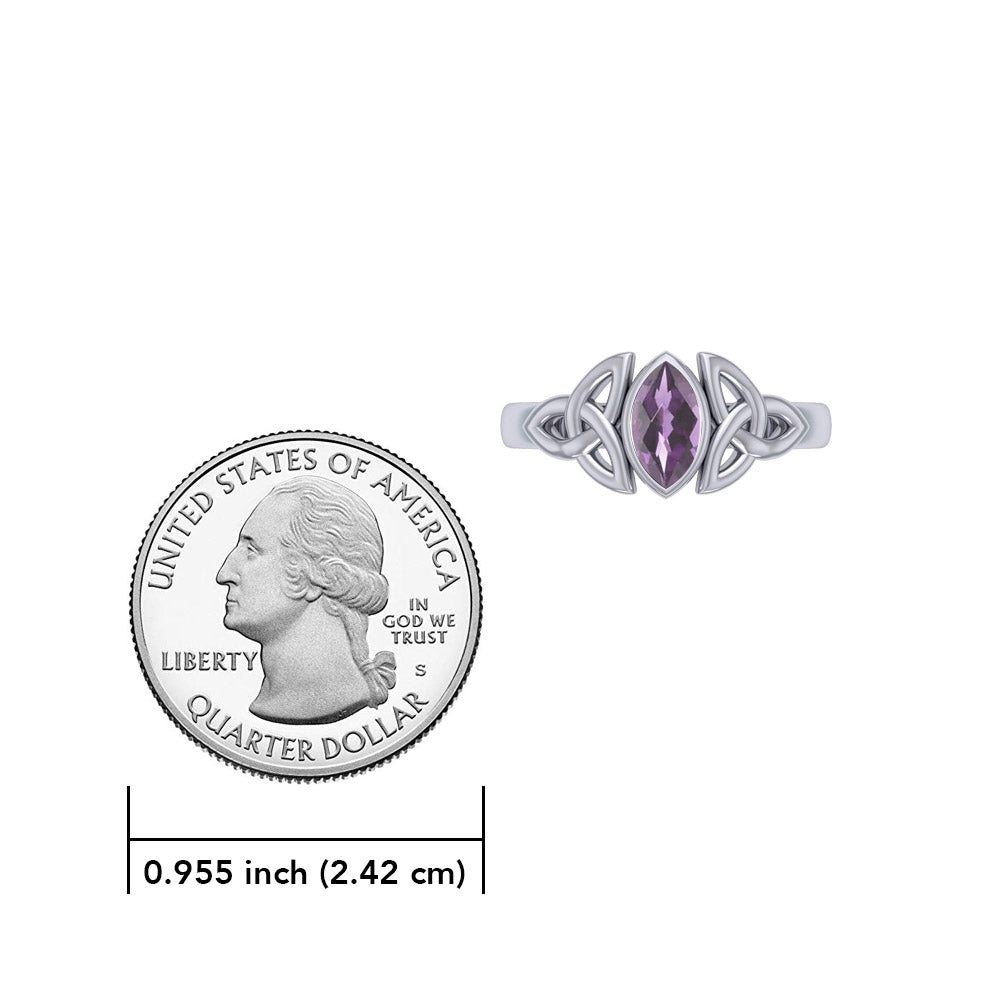 Celtic Knotwork Sterling Silver Ring with Gemstone TR556