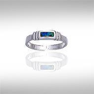 Inlaid Rectangle Silver Toe Ring TR612