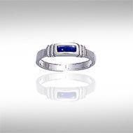 Inlaid Rectangle Silver Toe Ring TR612
