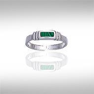 Inlaid Rectangle Silver Toe Ring TR612