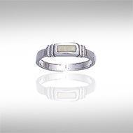 Inlaid Rectangle Silver Toe Ring TR612
