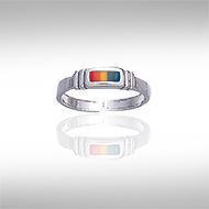 Inlaid Rectangle Silver Toe Ring TR612