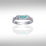 Inlaid Rectangle Silver Toe Ring TR612