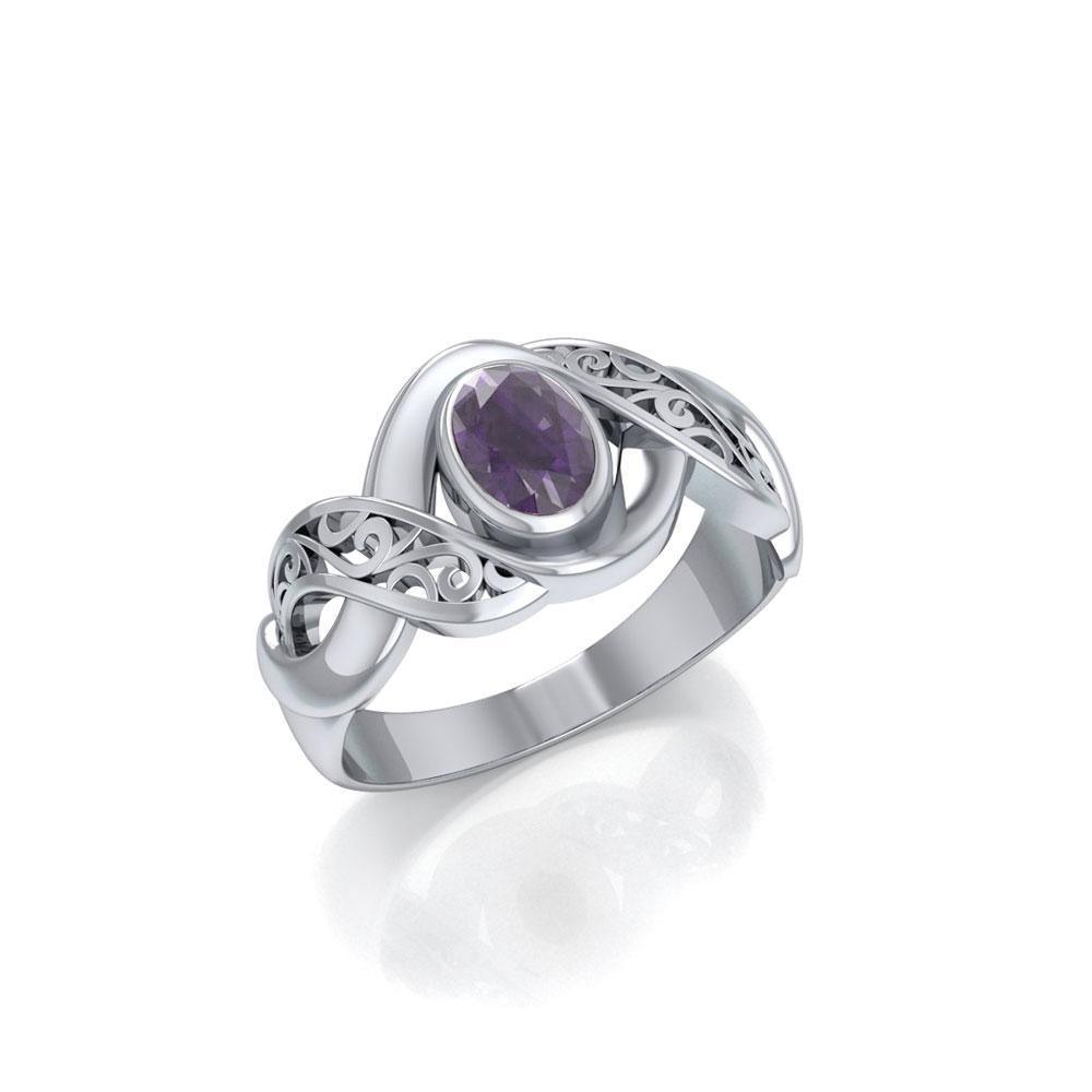 Silver Bold Filigree Ring with Gemstone TR745 - 3A