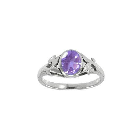 Vine Silver Ring with Oval Gemstone TR763 by TR763