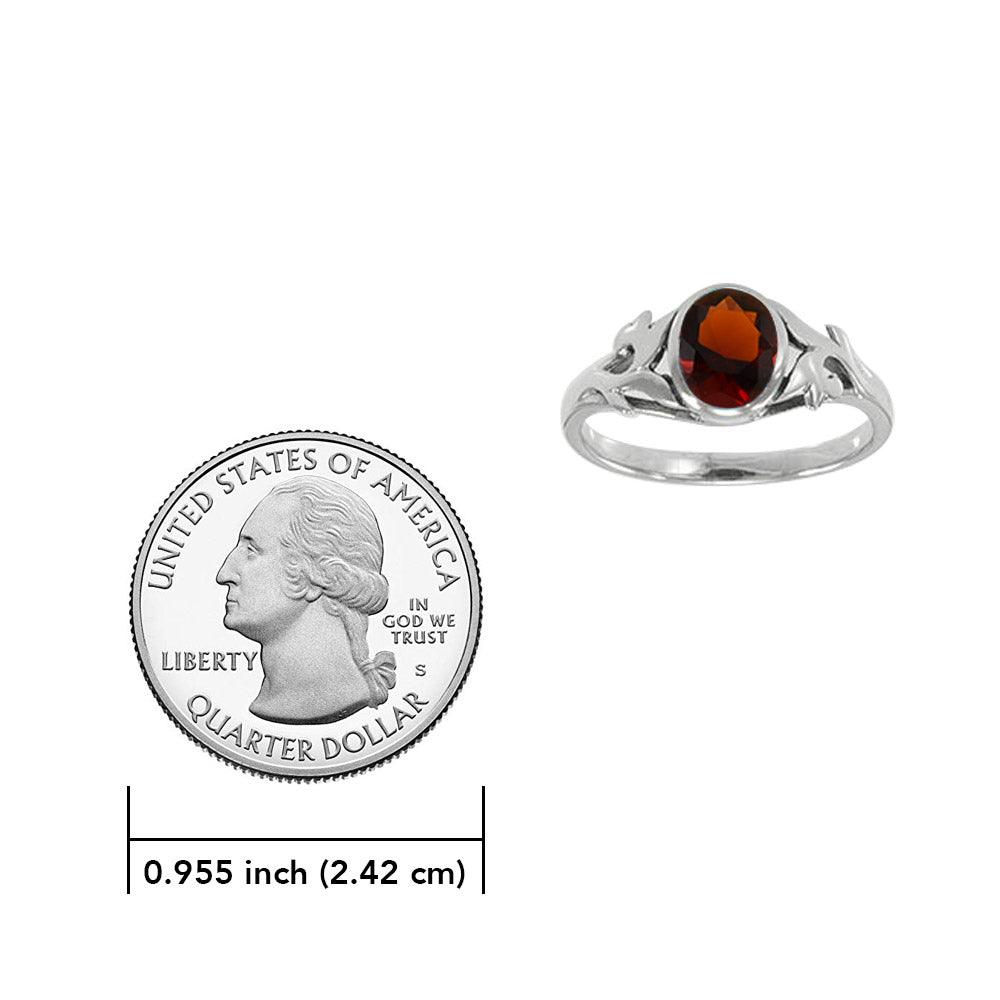 Vine Silver Ring with Oval Gemstone TR763 by TR763