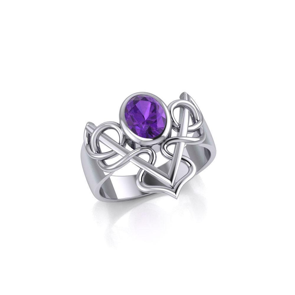 Filigree Twist Silver Ring with Gemstone TR773