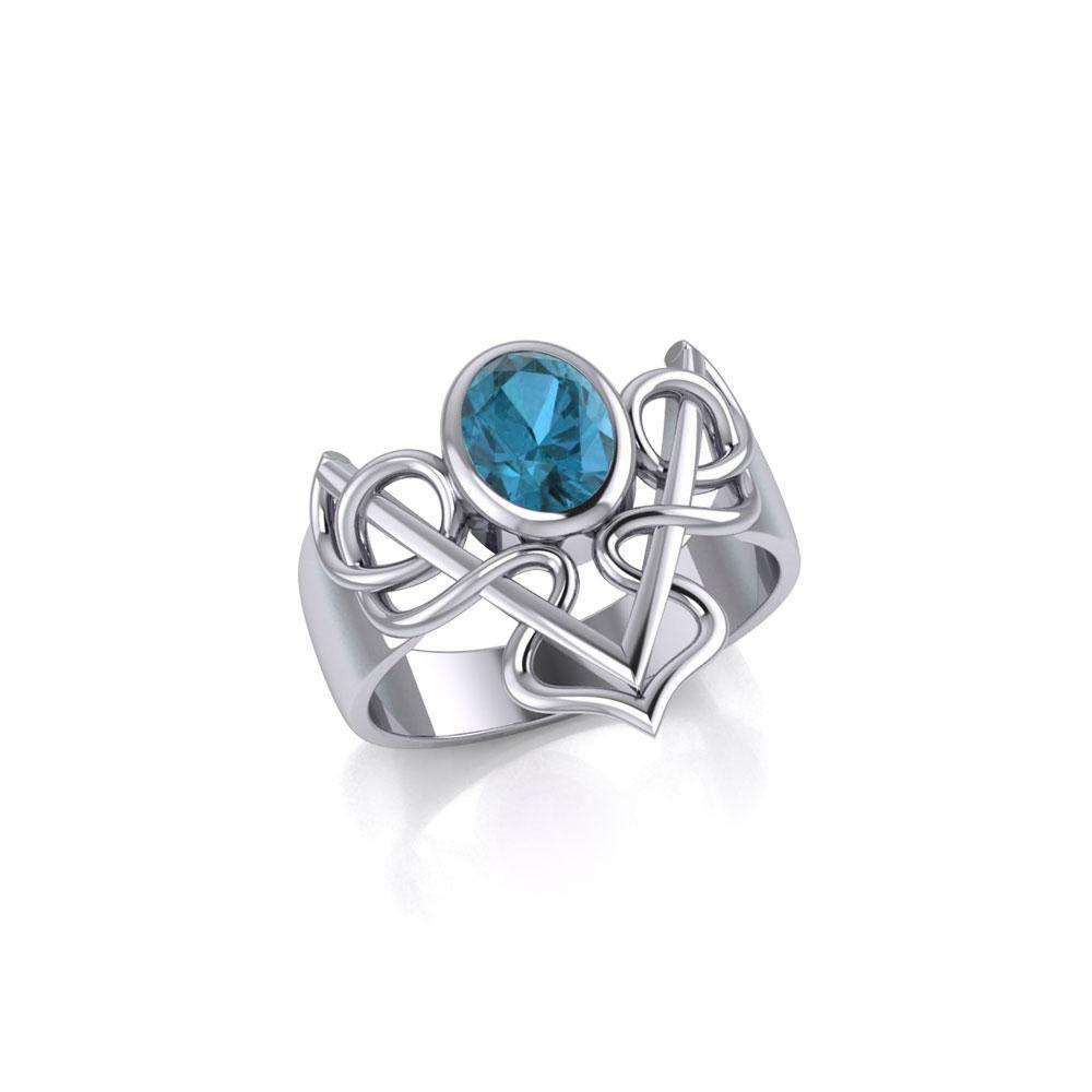 Filigree Twist Silver Ring with Gemstone TR773