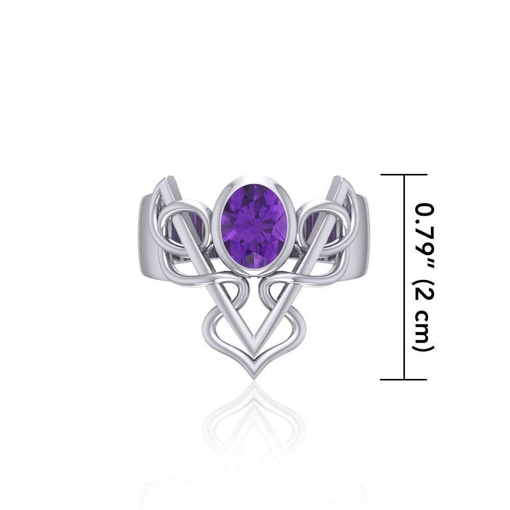 Filigree Twist Silver Ring with Gemstone TR773