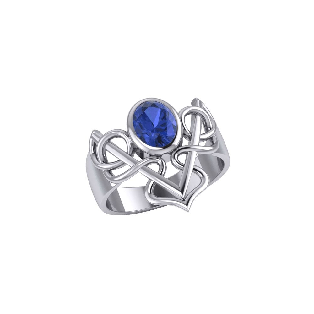Filigree Twist Silver Ring with Gemstone TR773