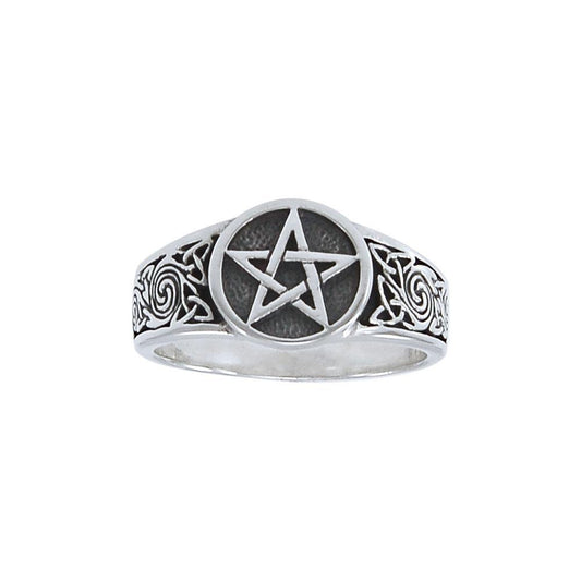 Silver Pentagram Pentacle Ring TR927