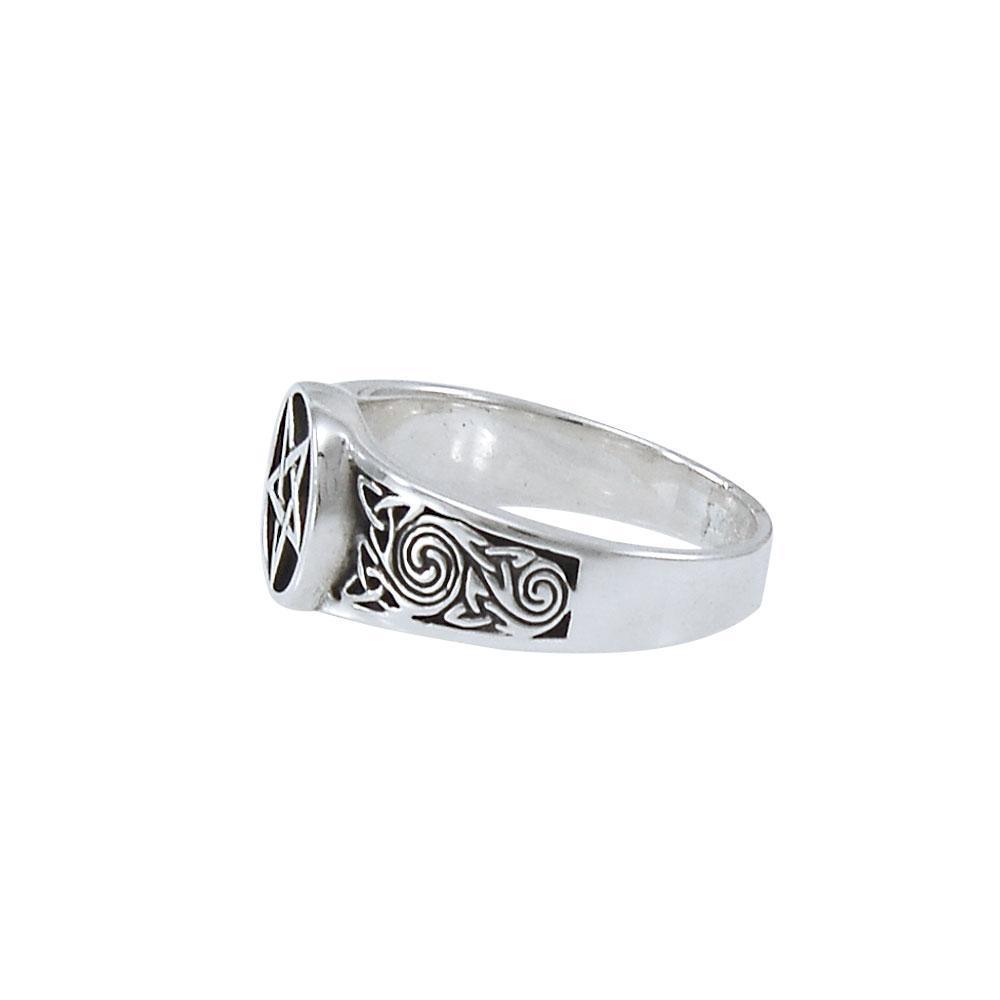 Silver Pentagram Pentacle Ring TR927