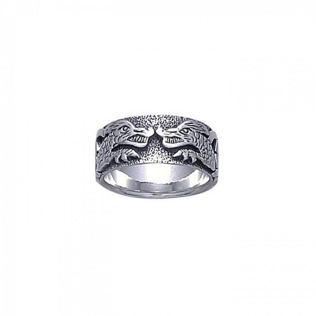Fierce Dragons Silver Band Ring TR959