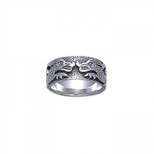 Fierce Dragons Silver Band Ring TR959
