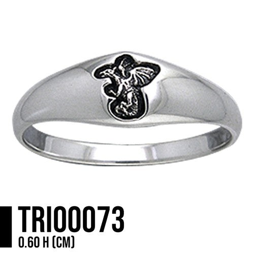 Engraved Dragon Sterling Silver Ring TRI073