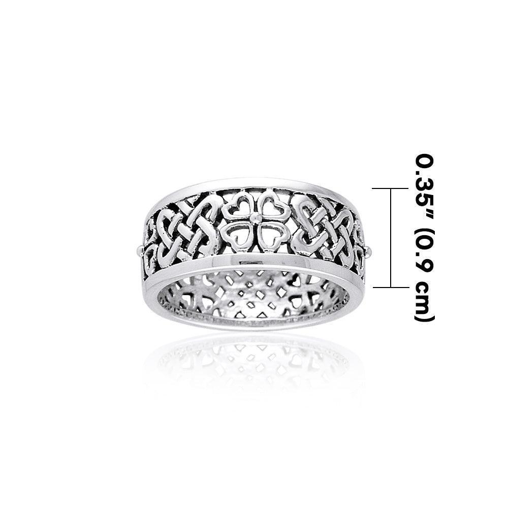 Celtic Knots Irish Shamrock Sterling Silver Ring TRI001