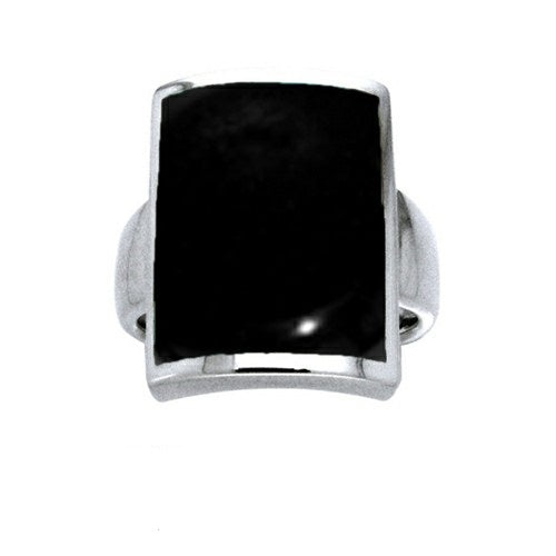 Large Rectangle Sterling Silver Inlaid Stone Ring TRI508