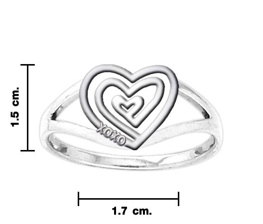Heart XOXO Sterling Silver Ring TRI815