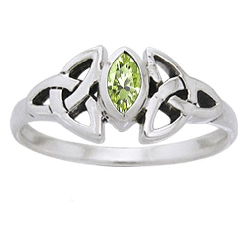 Celtic Knotwork Sterling Silver Ring with Birthstone TRI936 +++