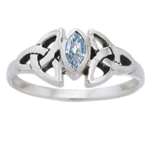 Celtic Knotwork Sterling Silver Ring with Birthstone TRI936 +++