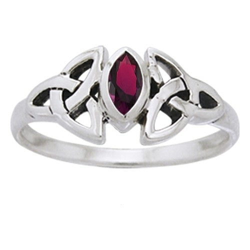 Celtic Knotwork Sterling Silver Ring with Birthstone TRI936 +++