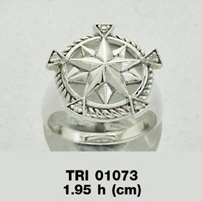 Compass with Gemstone Silver Ring TRI1073