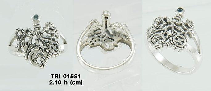Timeless protection of the Cimaruta Witch ~ Sterling Silver Ring with Gemstone TRI1581