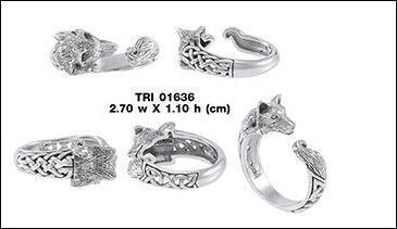 Sterling Silver Celtic Wolf Ring TRI1636