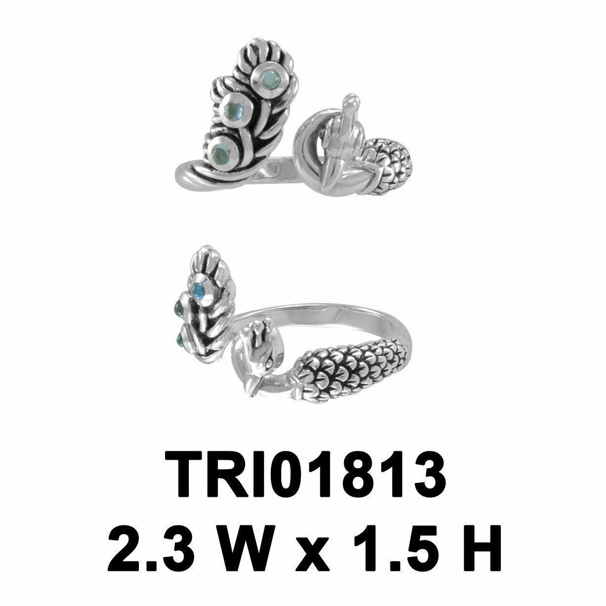 Magnificent Peacock with Gemstone Tail Ring TRI1813