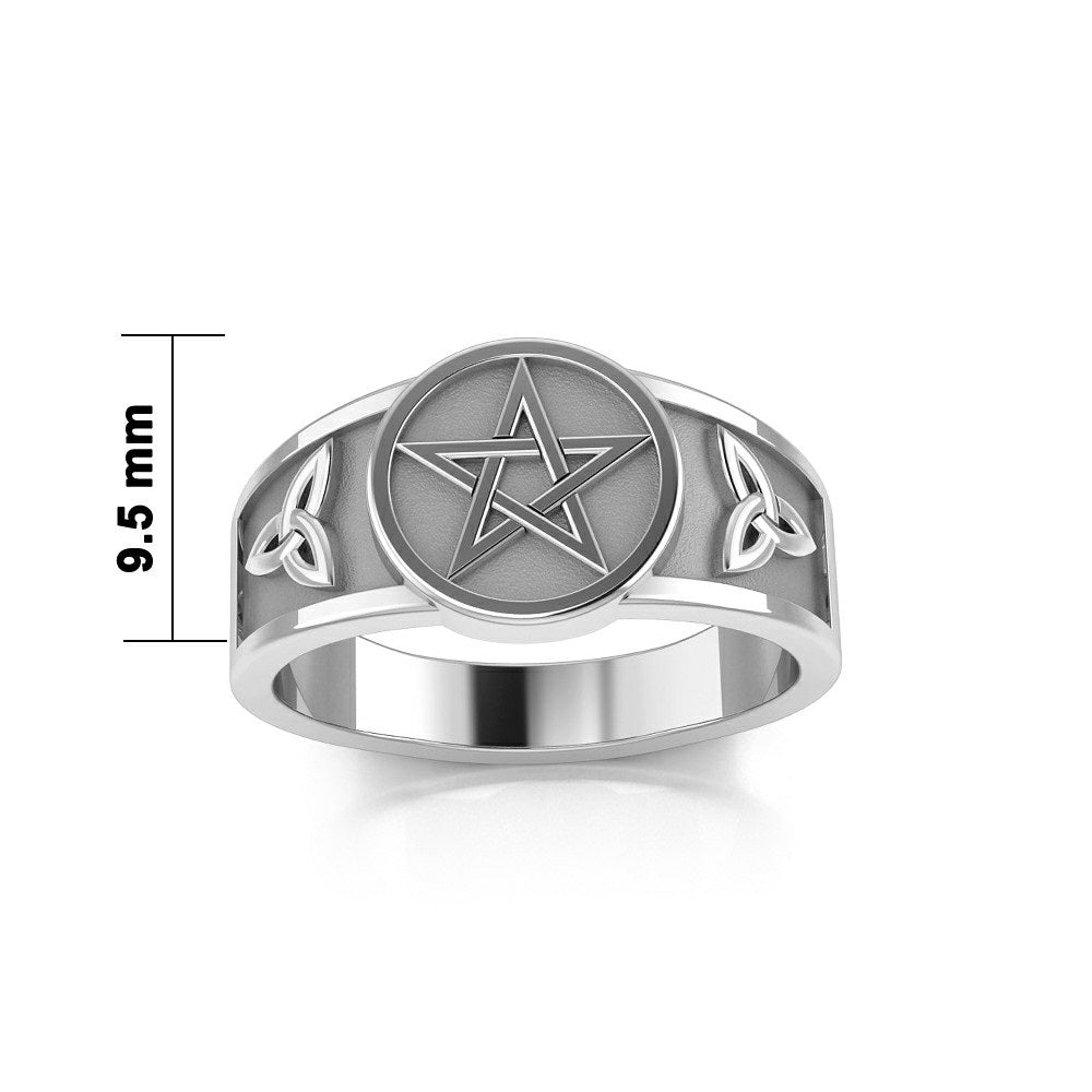 Pentacle with Trinity Knot Sterling Silver Ring TRI2103