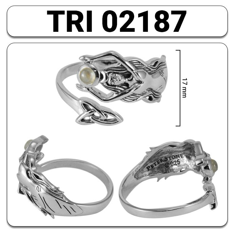 Goddess Brigid Sterling Silver Ring with Gem TRI2187