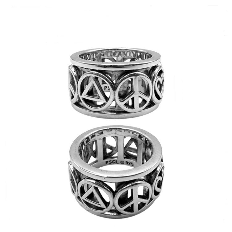 Love Peace Recovery Sterling Silver Spinner Ring TRI2401