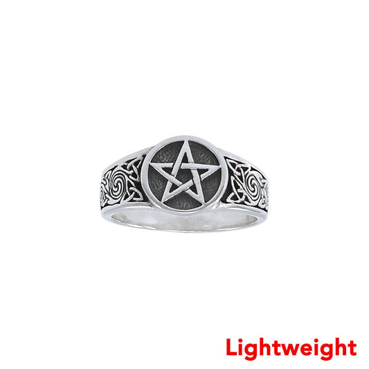 Lightweight Pentacle with Celtic Sterling Silver Ring TRI2604
