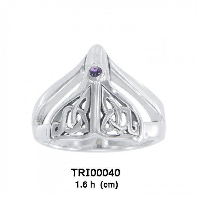 Celtic Knotwork Sterling Silver Whale’s Tail Ring TRI040