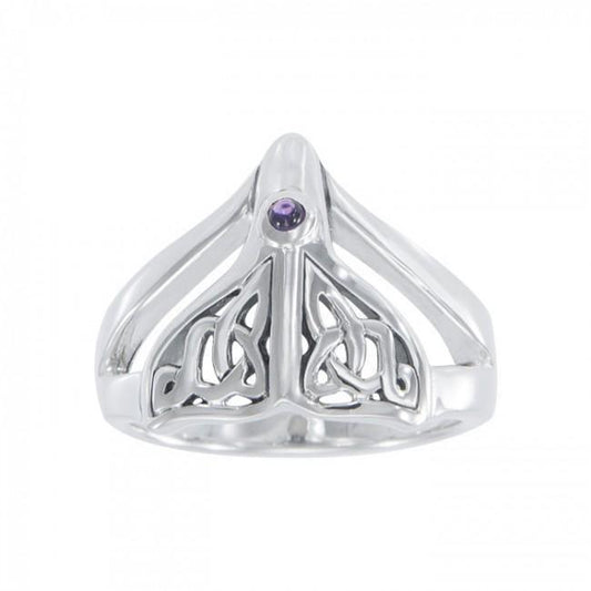 Celtic Knotwork Sterling Silver Whale’s Tail Ring TRI040