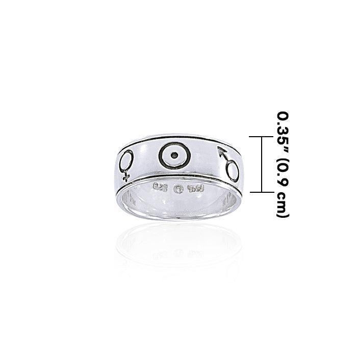 Symbols of the Universe Silver Band Ring TRI048