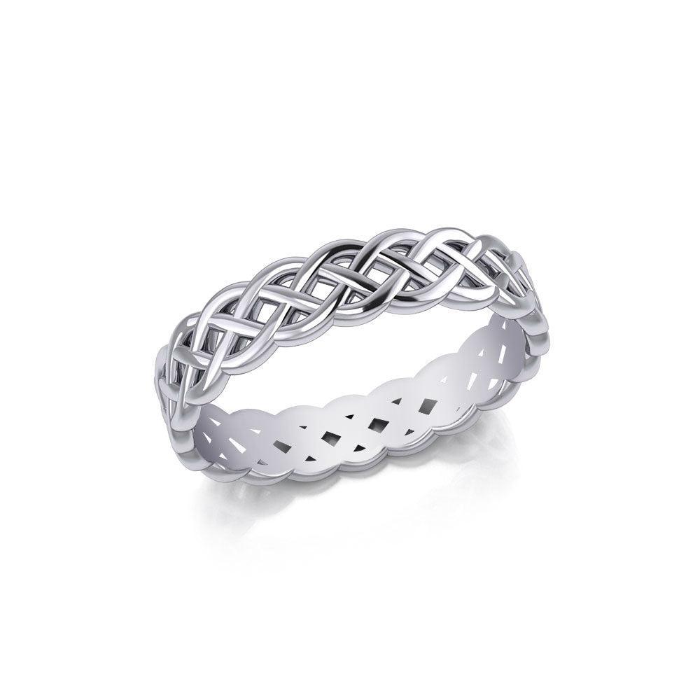 Hollow Celtic Sterling Silver Band Ring TRI071 - peterstone.dropshipping