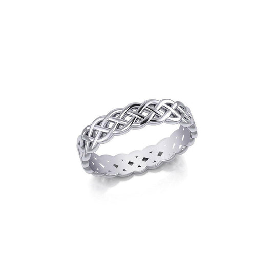 Hollow Celtic Sterling Silver Band Ring TRI071