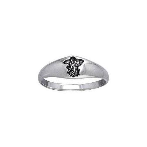 Engraved Dragon Silver Ring TRI073