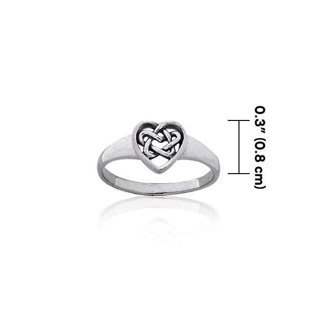 Celtic Heart Knot Sterling Silver Ring TRI074
