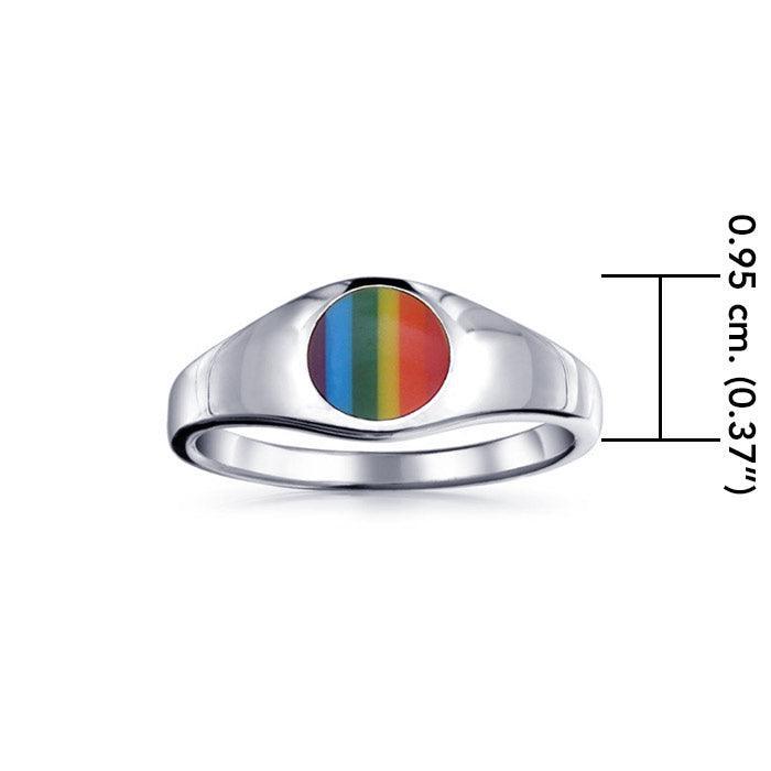 Rainbow Circle Silver Signet Ring TRI088 - peterstone.dropshipping